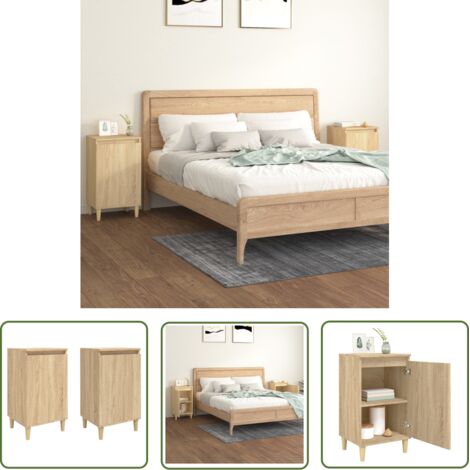 The Living Store Tables de chevet 2pcs chêne sonoma 40x35x70cm bois d'ingénierie - Table De Chevet - Meuble De Chambre - Commode - Armoire Latérale - Mobilier Moderne (1/5)