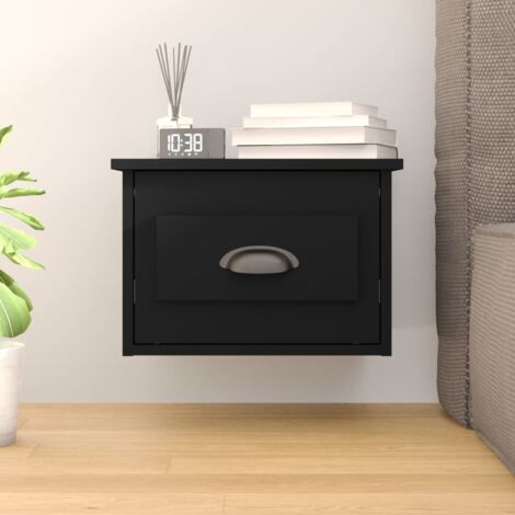 Table de chevet Table d'appoint  Table de nuit murale noir 41,5x36x28 cm 83491 (1/5)