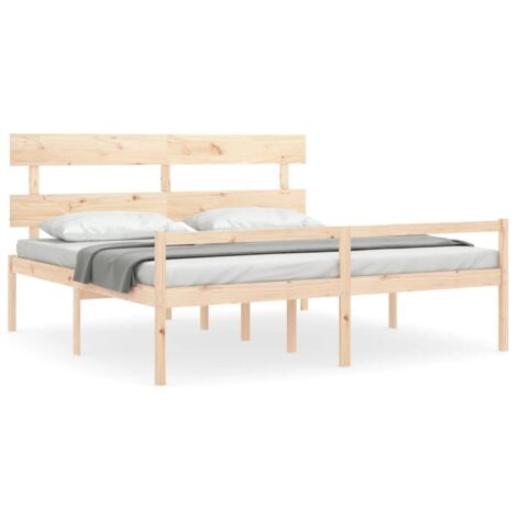 Lit adulte Contemporain avec tête de lit  Cadre de lit 200x200 cm bois massif 18673 (1/5)