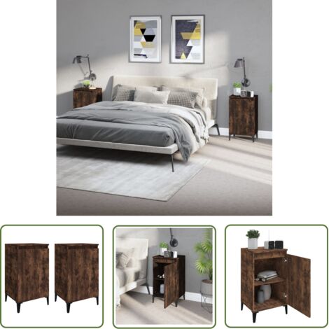 The Living Store Tables de chevet 2 pcs chêne fumé 40x35x70 cm bois d'ingénierie - Table De Chevet - Meuble De Chambre - Commode - Armoire Latérale - Mobilier Tendance (1/5)