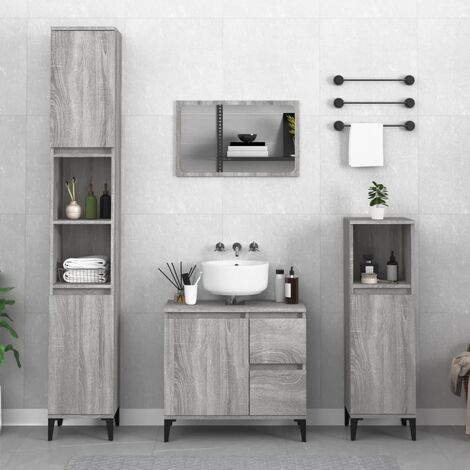 Armoire de salle de bain Meuble de salle de bain sonoma gris 65x33x60 cm bois d'ingénierie 35526 (1/5)