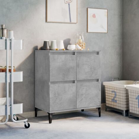 Buffet Bahut Meuble de rangement Commode Gris béton 60x35x70 cm Bois d'ingénierie 64941 (1/5)
