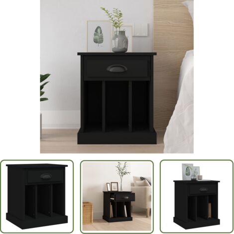 The Living Store Table de chevet noir 43x36x50 cm - Table De Chevet - Meuble De Chambre - Commode - Armoire D'appoint - Mobilier Moderne (1/5)