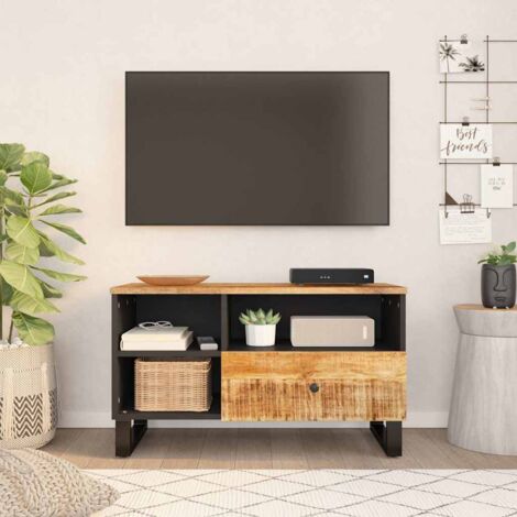 Meuble TV Banc TV Armoire de rangement 80x33x46 cm bois de manguier et d'ingénierie 50540 (1/5)