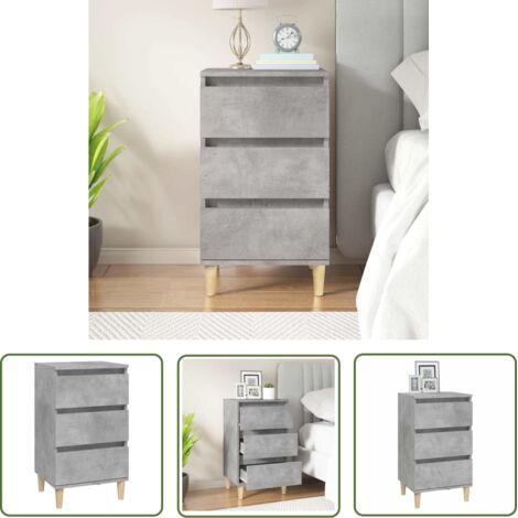 The Living Store Table de chevet gris béton 40x35x70 cm bois d'ingénierie - Table De Chevet - Meuble De Chambre - Commode - Tiroir - Bois D'ingénierie (1/5)