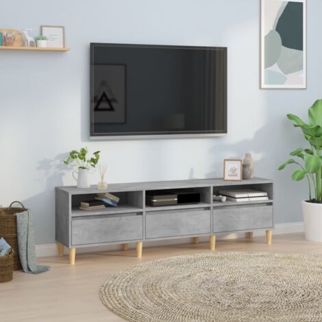 Meuble TV Banc TV Armoire de rangement gris béton 150x30x44,5 cm bois d'ingénierie 46984 (1/5)
