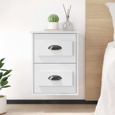 Table de chevet Table d'appoint  Table de nuit murale blanc 41,5x36x53 cm 94255 (1/5)