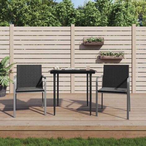 Lot de 2 Chaises de jardin avec coussins Fauteuils de Jardin noir 56x59x84 cm rotin 22109 (1/5)