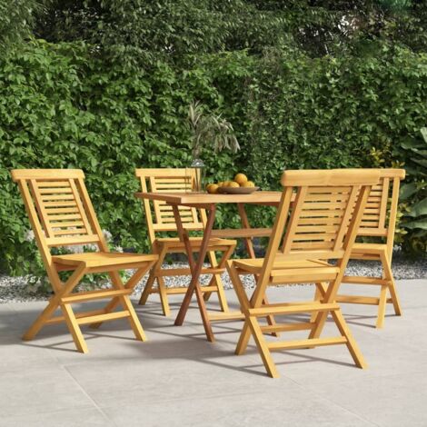 Lot de 4 Chaises de jardin pliantes Fauteuils de Jardin 47x63x90 cm bois massif teck 16596 (1/5)