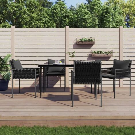 Lot de 4 Chaises de jardin avec coussins Fauteuils de Jardin noir 54x61x83 cm rotin 49148 (1/5)
