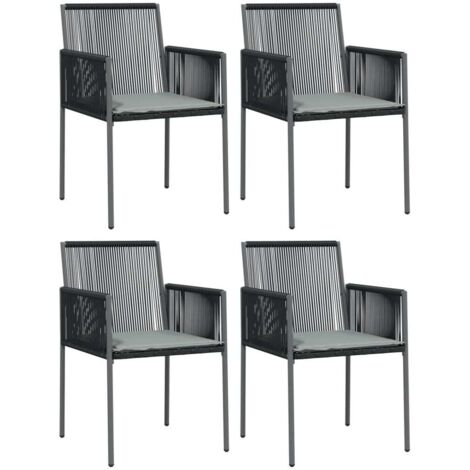 Chaises de jardin et coussins lot de 4 noir 54x60,5x83,5