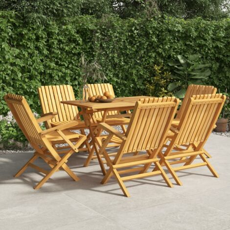 Lot de 6 Chaises de jardin pliantes Fauteuils de Jardin 61x67x90 cm bois massif teck 49640 (1/5)
