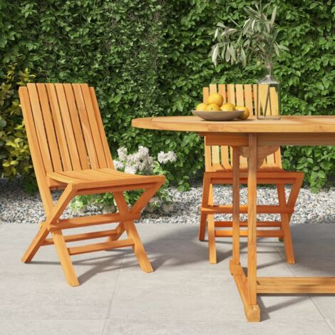 Lot de 2 Chaises de jardin pliantes Fauteuils de Jardin 47x47x89 cm bois massif teck 74188 (1/5)