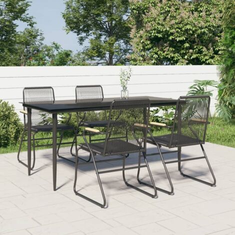 Mobilier à dîner de jardin 5 pcs Ensemble table et chaise de jardin Noir Rotin PVC 40380 (1/5)