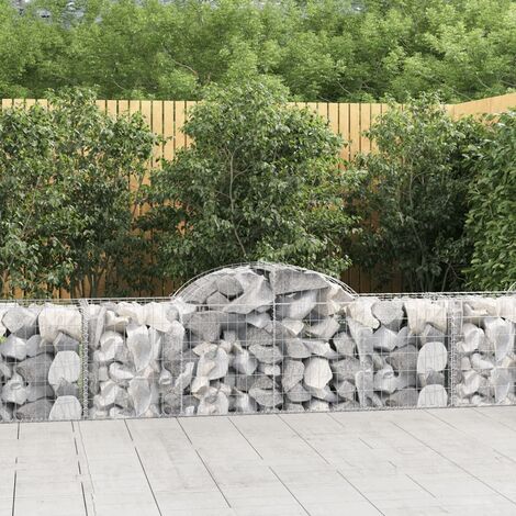 Paniers à gabions arqués 9 pcs Mur en gabion Clôture de gabion 200x50x60/80 cm Fer galvanisé 54455 (1/5)