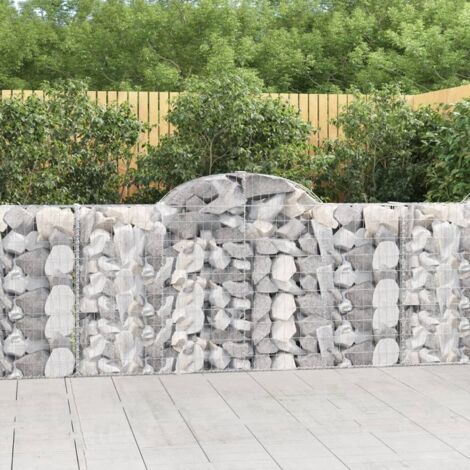 Paniers à gabions arqués 4 pcs  Mur en gabion Clôture de gabion 200x30x100/120 cm Fer galvanisé 96953 (1/5)