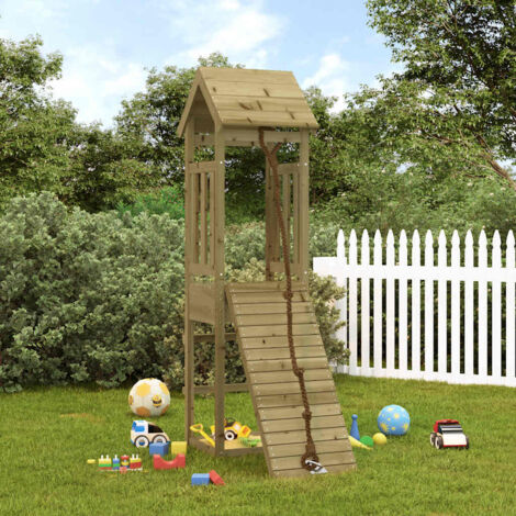 Maisonnette de jeu avec mur d'escalade  Aire de Jeux Maison enfant exterieur bois de pin imprégné 88600