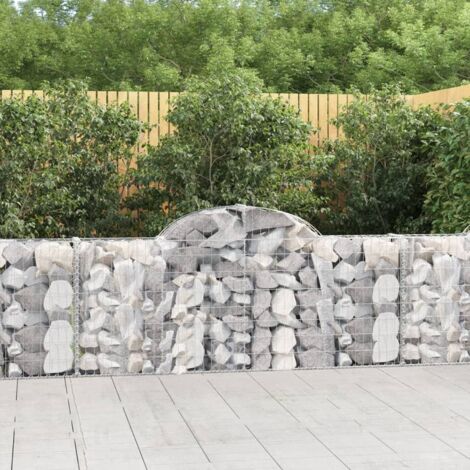 Paniers à gabions arqués 2 pcs Mur en gabion Clôture de gabion 200x30x80/100 cm Fer galvanisé 80703 (1/5)