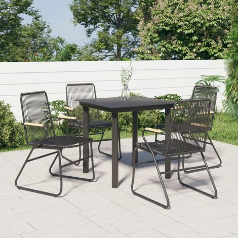 Mobilier à dîner de jardin 5 pcs Ensemble table et chaise de jardin Noir Rotin PVC 63972 (1/5)