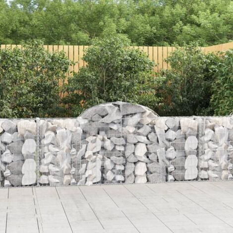 Paniers à gabions arqués 9 pcs Mur en gabion Clôture de gabion 200x30x80/100 cm Fer galvanisé 17096 (1/5)