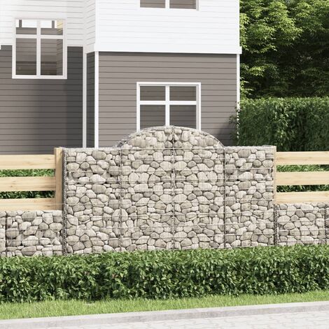 Paniers à gabions arqués 15 pcs Mur en gabion Clôture de gabion 200x50x120/140 cm Fer galvanisé 51485 (1/5)