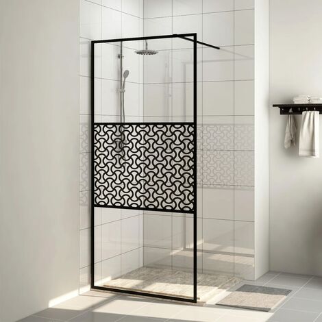 Paroi de douche avec verre - Paroi de baignoire Moderne ESG transparent 80x195 cm Noir BV775960 - BonneVie (1/4)