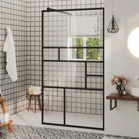 Paroi de douche à verre - Style Contemporain - Panneau de douche ESG transparent 90x195 cm Noir Chic-147806 (1/5)