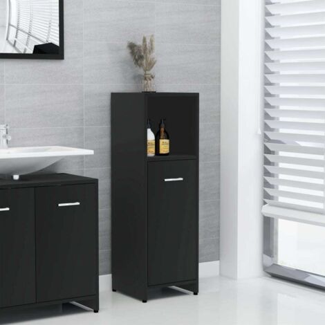Armoire de salle de bain Moderne - Placard de Rangement - Noir 30x30x95 cm Aggloméré Chic-239179 (1/5)
