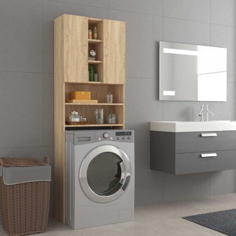 Meuble pour machine à laver style Contemporain - étagère de salle de bain - Chêne sonoma 64x25,5x190 cm Chic-700882 (1/5)
