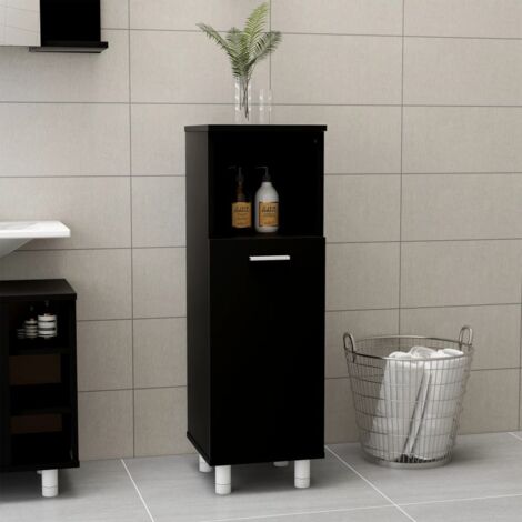 Armoire de salle de bain Moderne - Placard de Rangement - Noir 30x30x95 cm Aggloméré Chic-304107 (1/5)