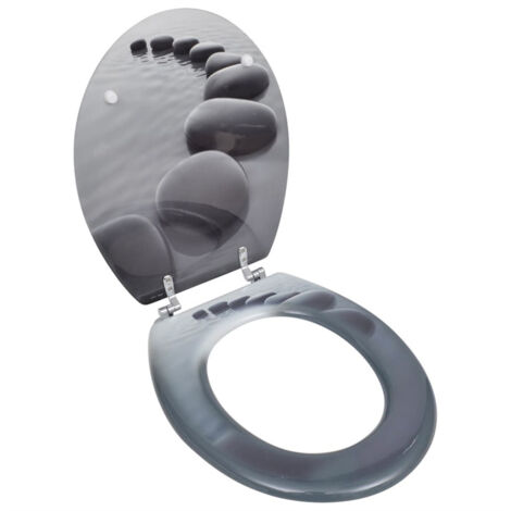 Abattant adulte pour WC - Siège WC avec Couvercle MDF Pierres BV423079 - BonneVie (1/5)