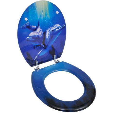 Siège de toilette abattant avec couvercle MDF Dauphins (1/5)