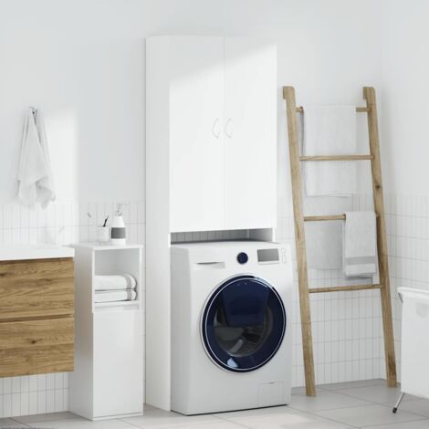 Meuble pour machine à laver style Contemporain - étagère de salle de bain - Blanc 64x25,5x190 cm Chic-506649