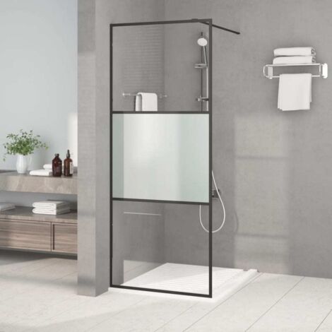Paroi de douche - Style Contemporain - Panneau de douche Noir 80x195 cm Verre ESG demi-dépoli Chic-906106 (1/5)