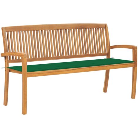 Banc de jardin empilable Luxueux Fauteuil de jardin et coussin 159 cm Bois de teck massif Chic-142237 (1/5)