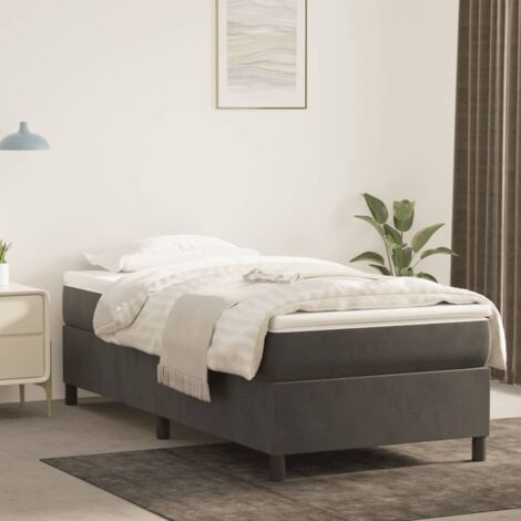 Sommier à ressorts de lit Montage Facile pour Cadre de lit - Gris foncé 90x200 cm Velours Chic-781052 (1/5)
