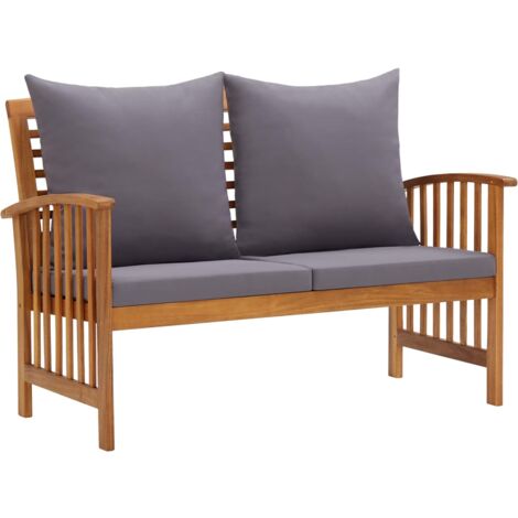 Banc de jardin meuble de patio d'extérieur terrasse avec coussins 119 x 67 x 83 cm bois solide d'acacia (1/5)