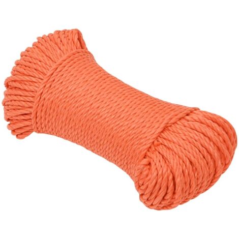 Corde de travail, Corde de Chanvre, pour la Décoration, le Bricolage, le Jardinage Orange 6 mm 25 m Polypropylène OIB9720E (1/5)