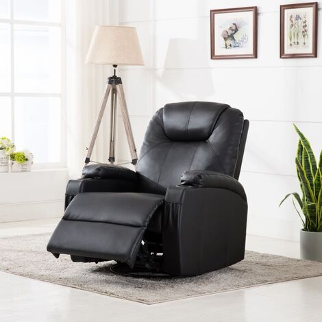Fauteuil à bascule de massage - Fauteuil Chaise de Salon - Fauteuil design Noir Similicuir Chic-505610 (1/5)