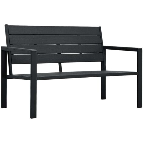 Banc de jardin Banquette de Jardin - Mobilier de jardin 120 cm PEHD Noir Aspect de bois BV280282 - BonneVie (1/5)