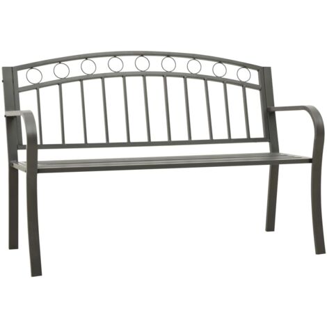Banc Luxueux Fauteuil de jardin Gris 120 cm Acier Chic-413700 (1/5)