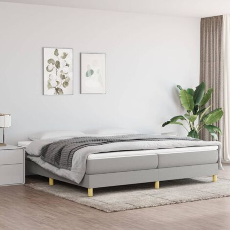 Sommier à ressorts de lit Montage Facile pour Cadre de lit - Gris clair 200x200 cm Tissu Chic-814706 (1/5)