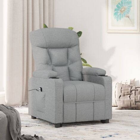 Fauteuil Chaise de Salon inclinable électrique - Fauteuil design Gris clair Tissu Chic-932017 (1/5)