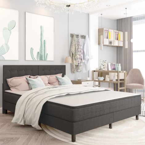 Sommier tapissier Montage Facile pour Cadre de lit - Gris foncé Tissu 160x200 cm Chic-402578 (1/5)