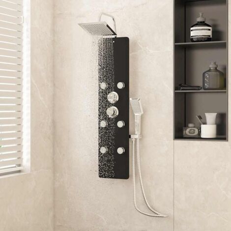 Panneau de douche Verre 25x47,5x130 cm Noir - Luxueux Chic-478677 (1/5)