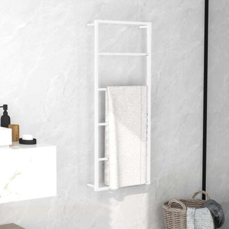 Porte-serviette de salle de bain Style Contemporain - Blanc 45x10x115 cm Acier BV221781 - BonneVie (1/5)