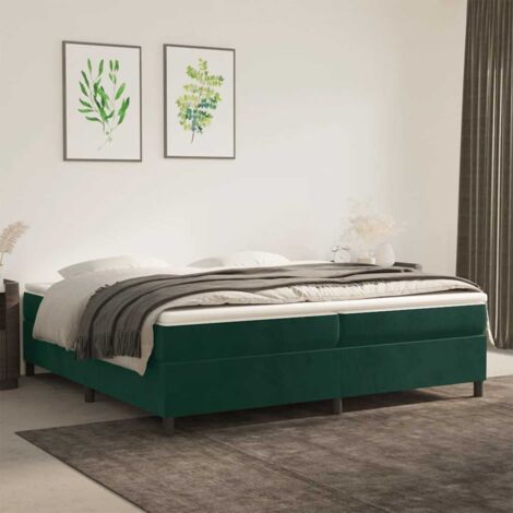 Sommier à ressorts de lit Montage Facile pour Cadre de lit - Vert foncé 200x200 cm Velours Chic-173316 (1/5)