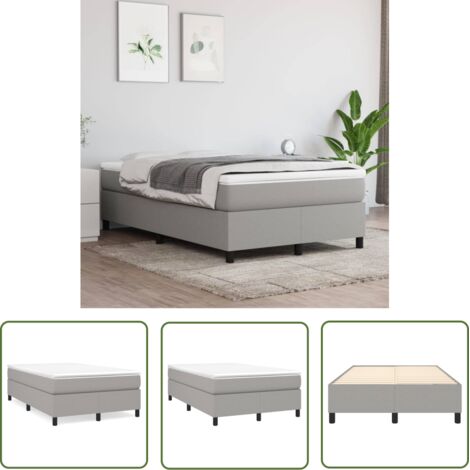 The Living Store Cadre de lit sans matelas gris clair 120x200 cm tissu - Cadre De Lit - Lit Simple - Lit Gris - Lit Tissu - Literie (1/5)