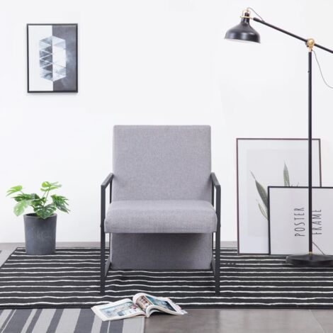 Fauteuil Relax Fauteuil Salon - Gris clair Tissu BV828527 - BonneVie (1/5)