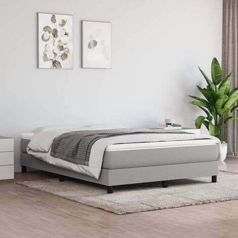 Sommier à ressorts de lit Montage Facile pour Cadre de lit - Gris clair 140x190 cm Tissu Chic-341558 (1/5)